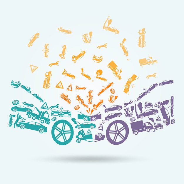 Free vector car crash icons concept