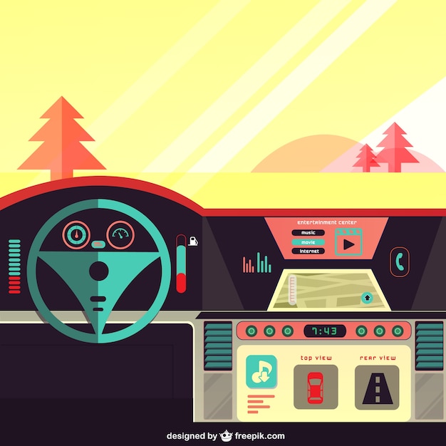 Free Vector car dashboard on the road 