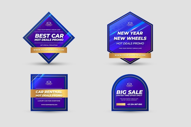 Free vector car dealer business labels collection