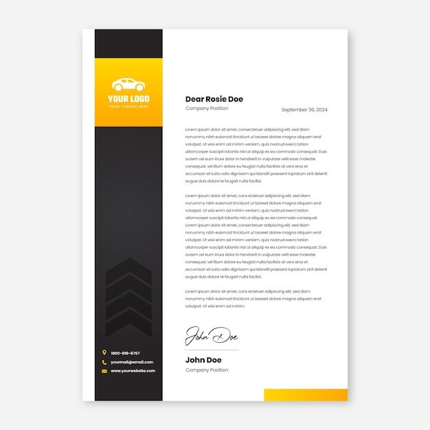 Car dealership letterhead template