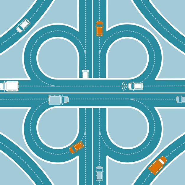 Car GPS Monitoring Top View Concept