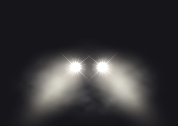 Free Vector car headlights in a foggy atmosphere design