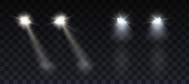 Free Vector car headlights shining on road in night