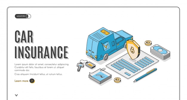 Free Vector car insurance isometric landing