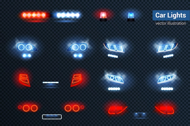 Free Vector car lights realistic set