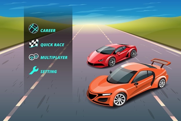 Car racing game in display menu