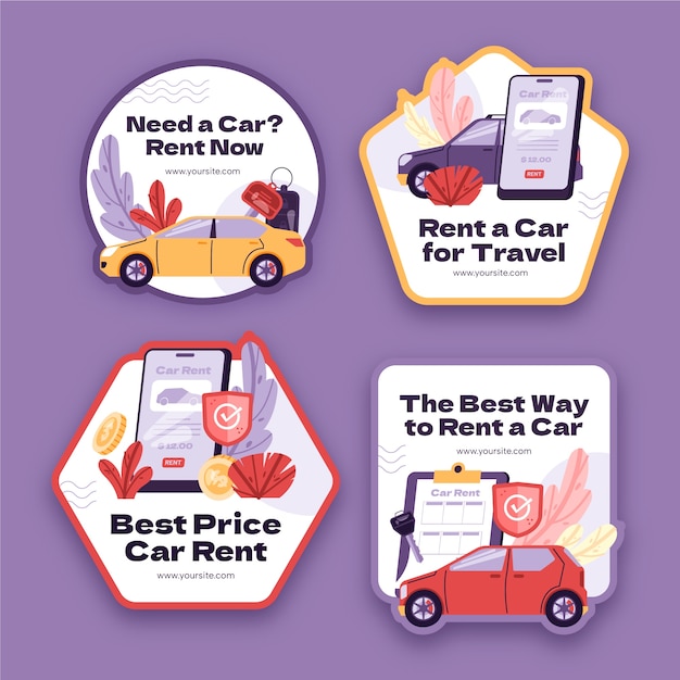 Free Vector car rental service labels  template