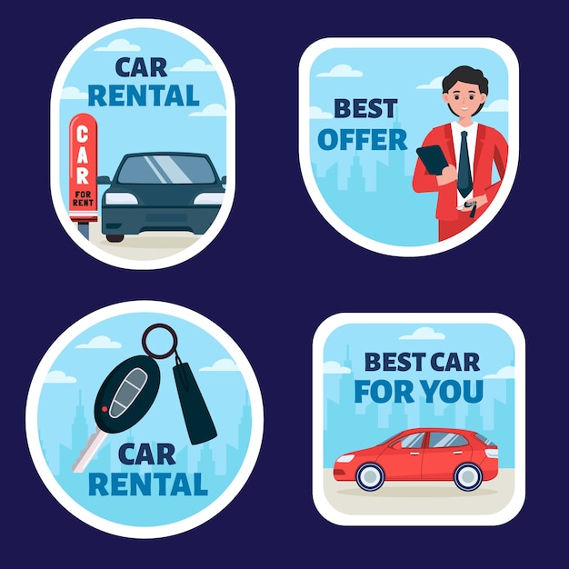 Free Vector car rental service labels template