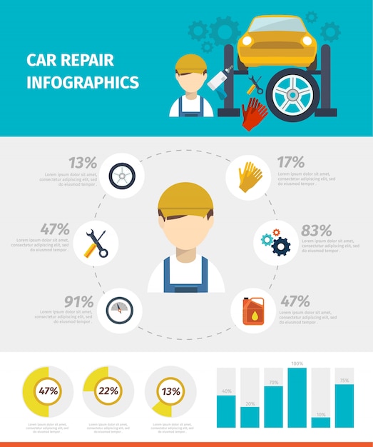 Free Vector car repair infographics