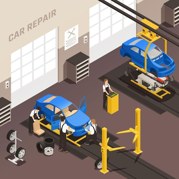 Car repair maintenance illustration