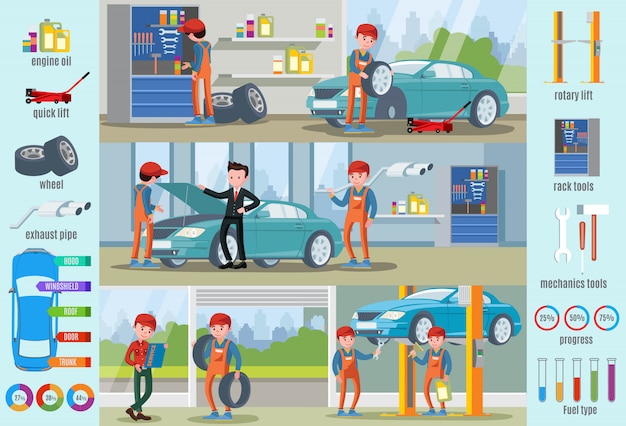 Free Vector car repair service infographic concept