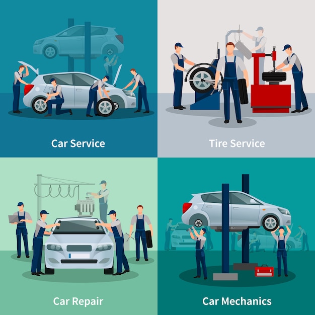 Car repair services card set