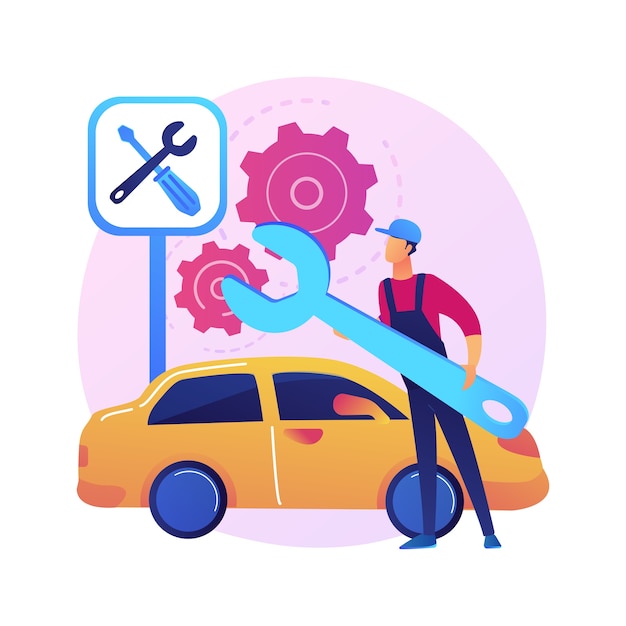 Free Vector car service abstract concept  illustration. car repair shop, vehicle detailing and maintenance business, automobile fixing service, motor diagnostics, transport mending .