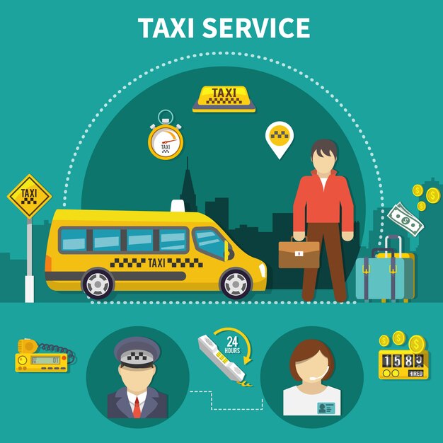 Car Service Taxi Composition