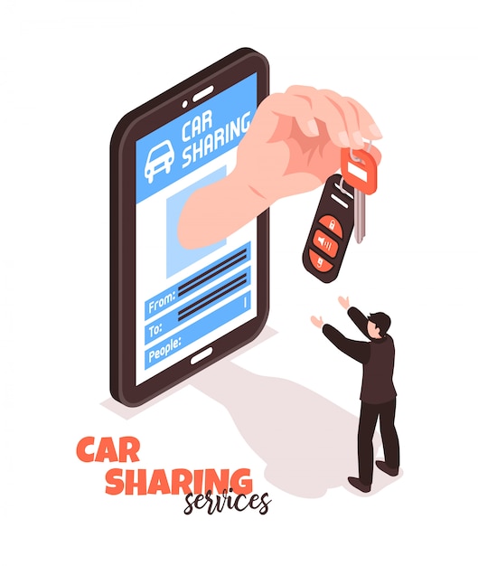 Car sharing service isometric illustration