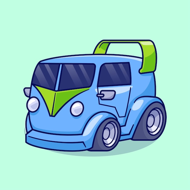 Free vector car van vehicle cartoon vector icon illustration transportation object icon isolated flat vector