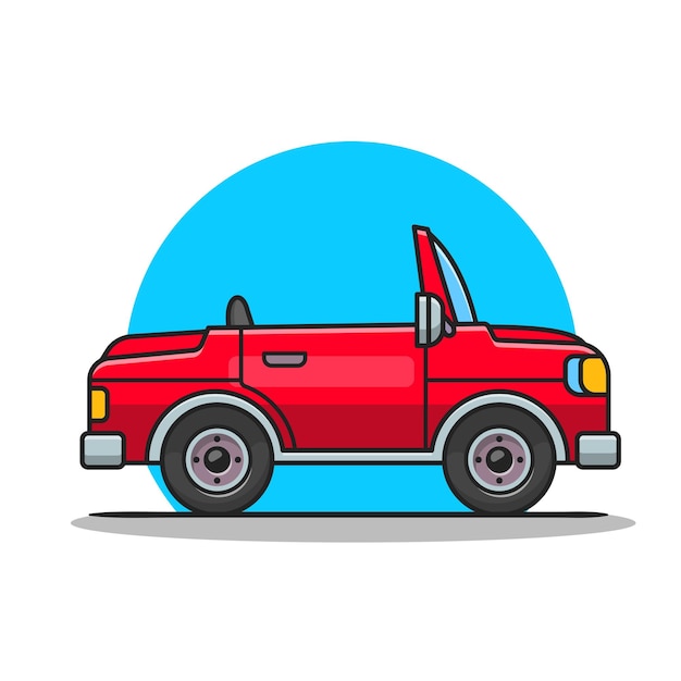 Car Vehicle Cartoon Vector Icon Illustration Transportation Object Icon Concept Isolated Premium