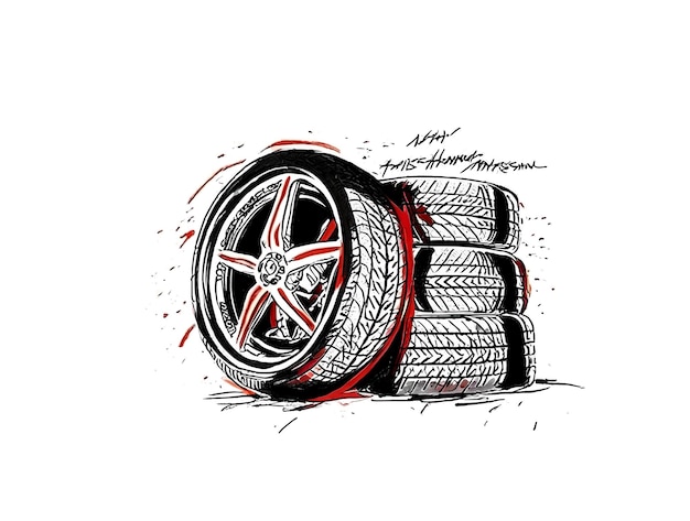 Free Vector car wheel tire isolated on white vector illustration