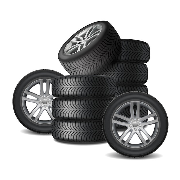 Car Wheels Realistic Design Concept