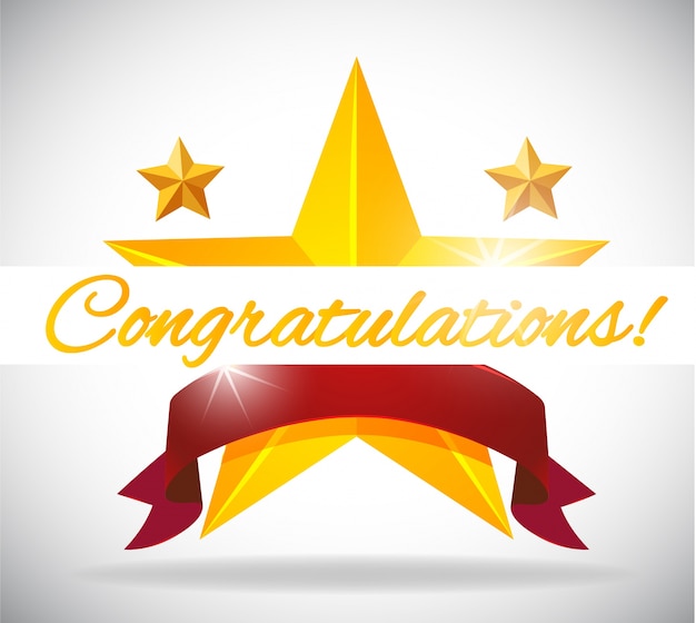 Free Vector card template for congratulation with stars background