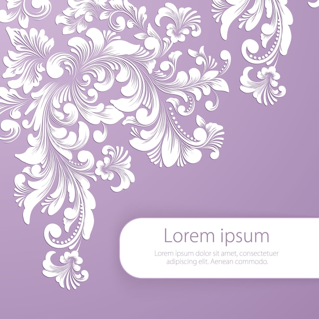 Free Vector card template with damask ornament