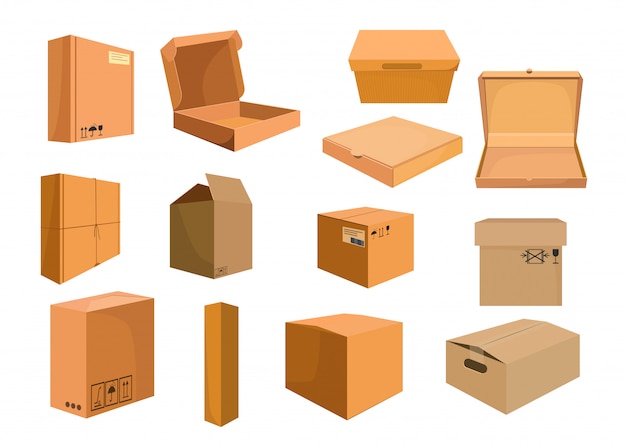 Free Vector cardboard boxes set