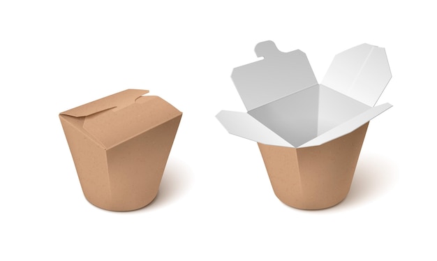 Free Vector cardboard take away box for noodle