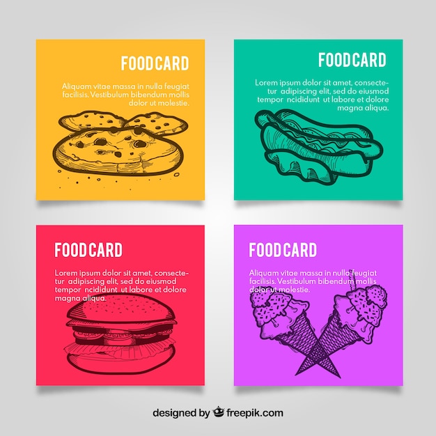 Free Vector cards collection with food 