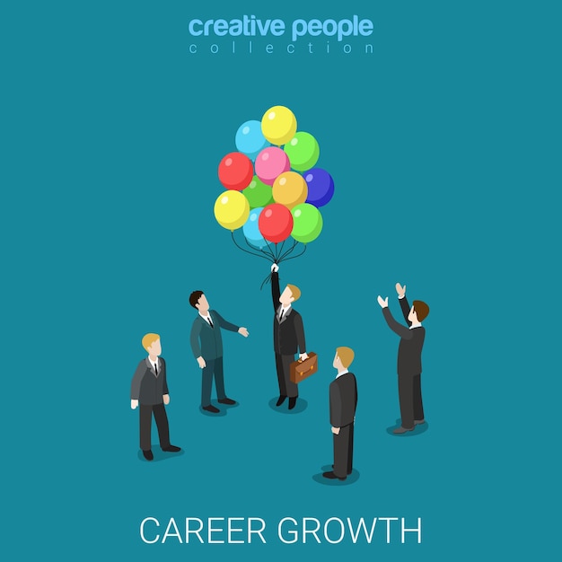 Free Vector career growth job change flat isometric business headhunting