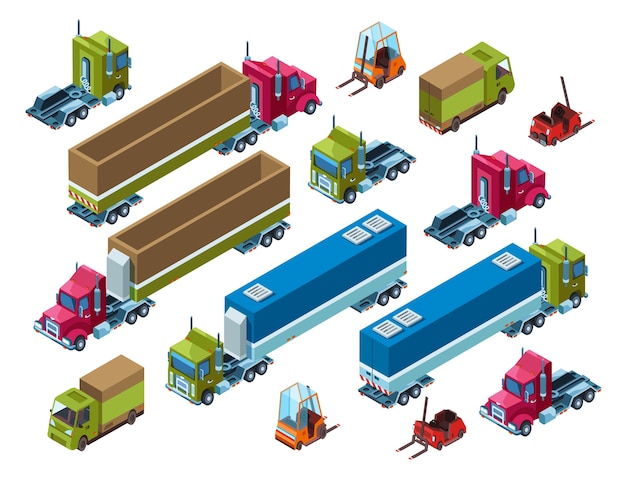 Free vector cargo transport illustration of isometric logistics delivery trailer