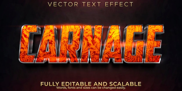 Free Vector carnage text effect, editable fire and hell text style