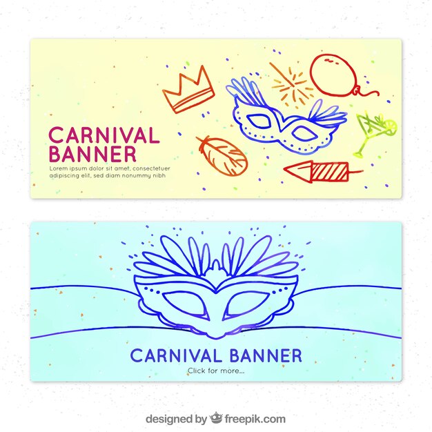 Carnival banners with hand drawn elements