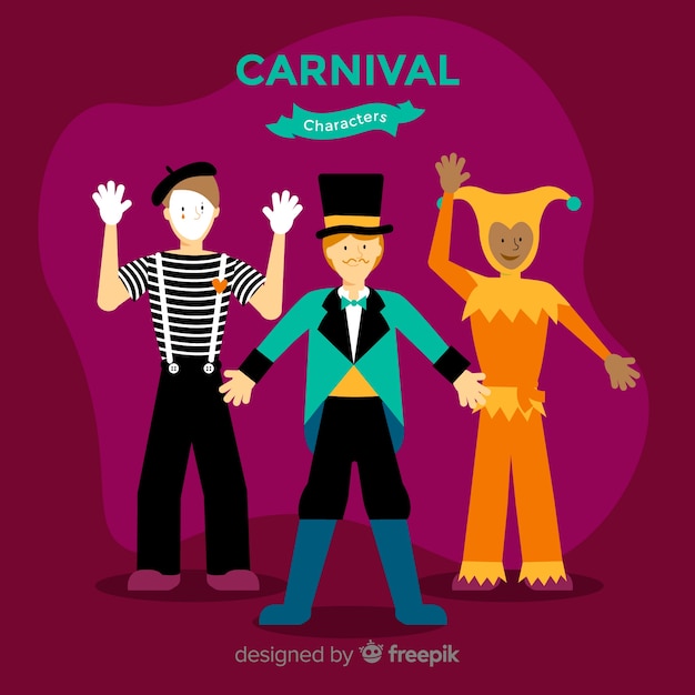 Free vector carnival characters wearing costumes