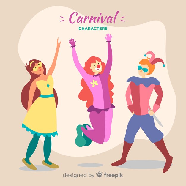 Carnival characters wearing costumes