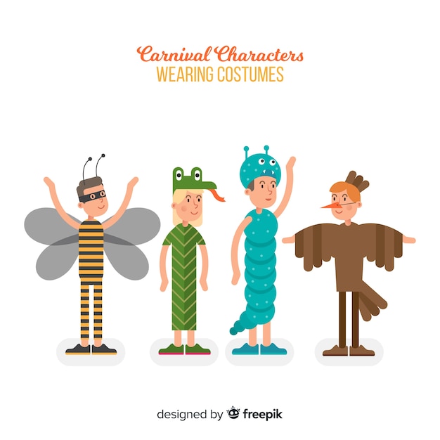 Free vector carnival characters wearing costumes