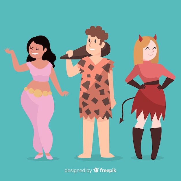 Free vector carnival characters wearing costumes