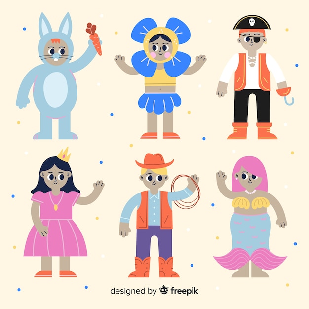 Free Vector carnival characters wearing costumes