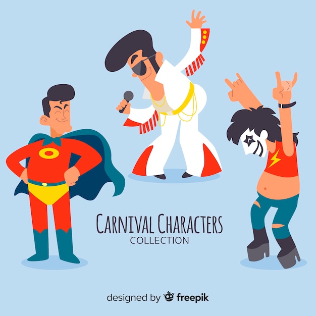 Free vector carnival characters wearing costumes