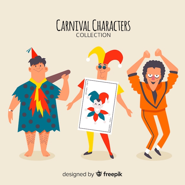 Free vector carnival characters wearing costumes