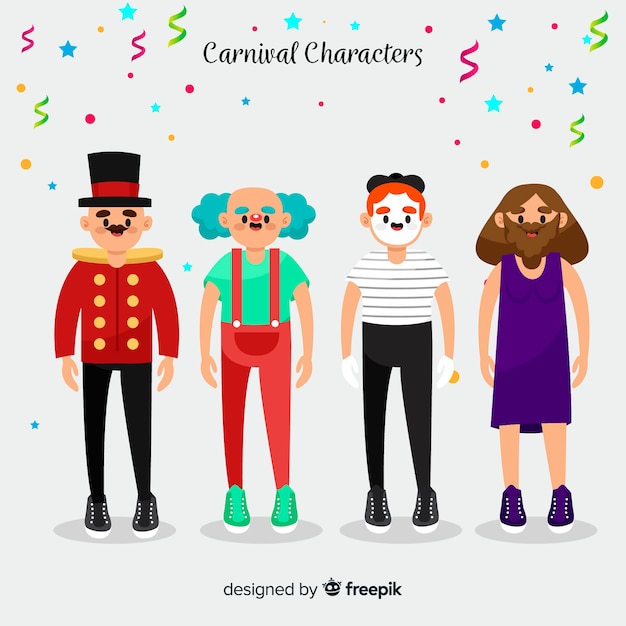 Free vector carnival characters wearing costumes