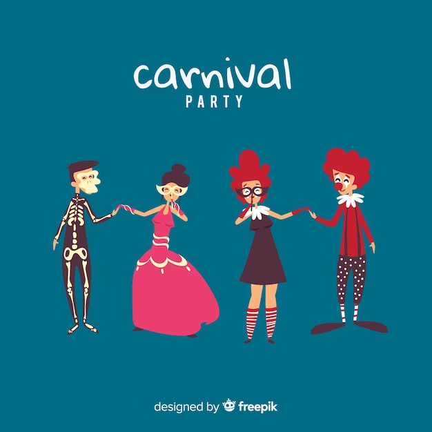 Free vector carnival characters wearing costumes