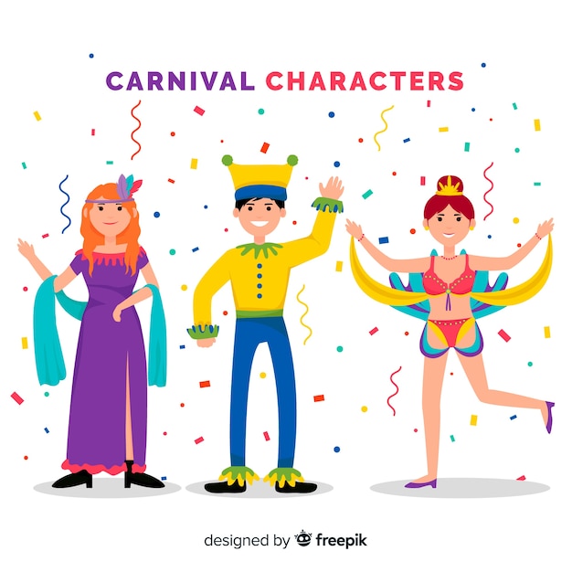 Free vector carnival characters wearing costumes