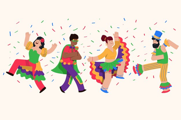 Carnival dancers collection illustration