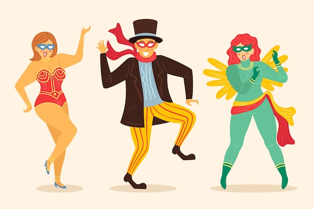 Free Vector carnival dancers collection in various costumes