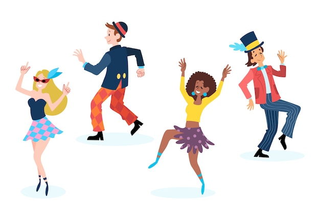 Carnival dancers collection on white background