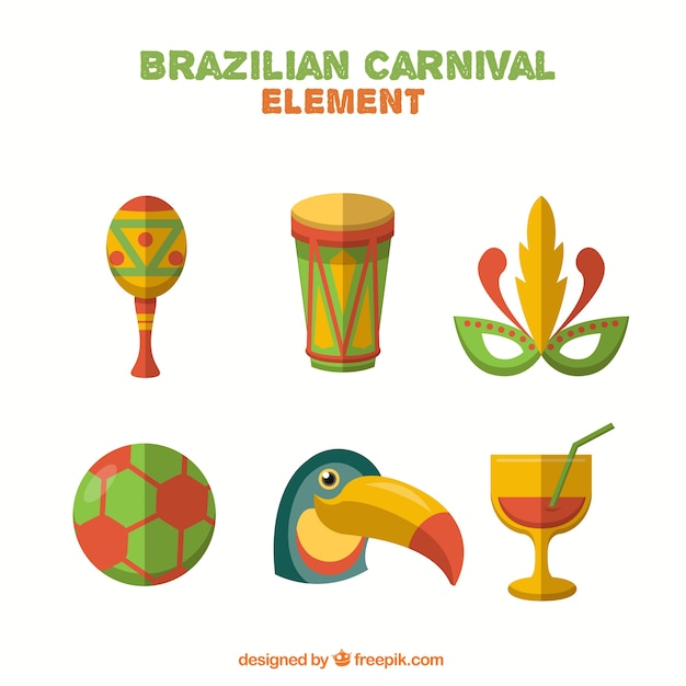 Carnival elements of brazil set