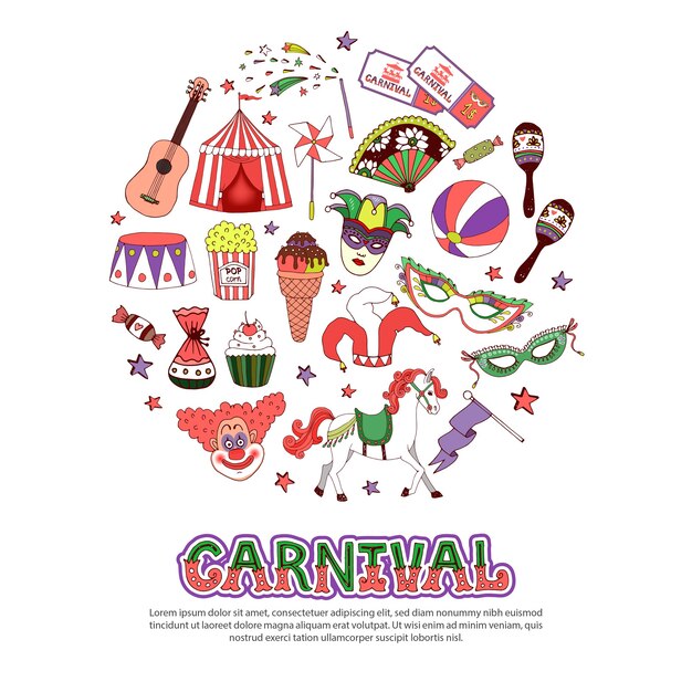 carnival elements template in flat style