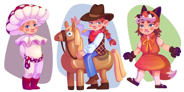 Free Vector carnival kid costume cowboy child boy character