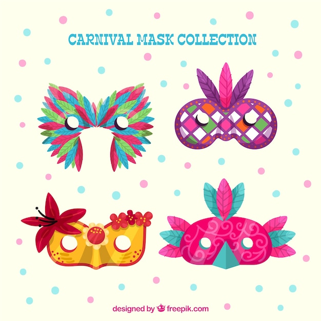 Free Vector carnival mask collection of four