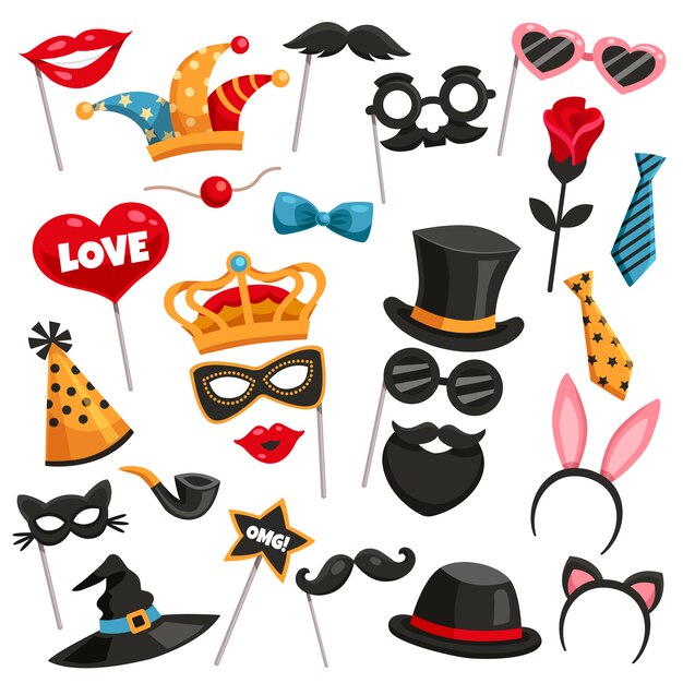 Carnival Photo Booth Party Icon Set